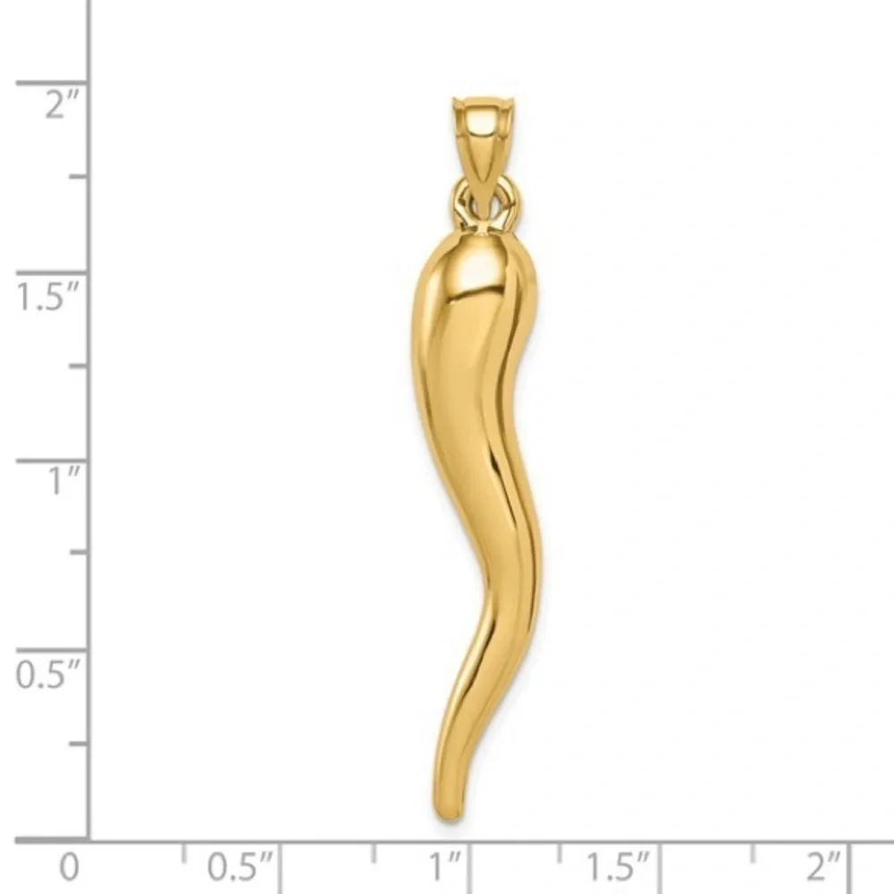 14k Hollow 3D Italian Horn Pendant